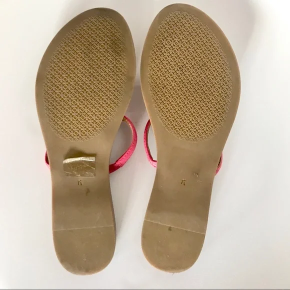 Tory Burch T Logo Flats Thongs Sandals Pink - Picture 4 of 8